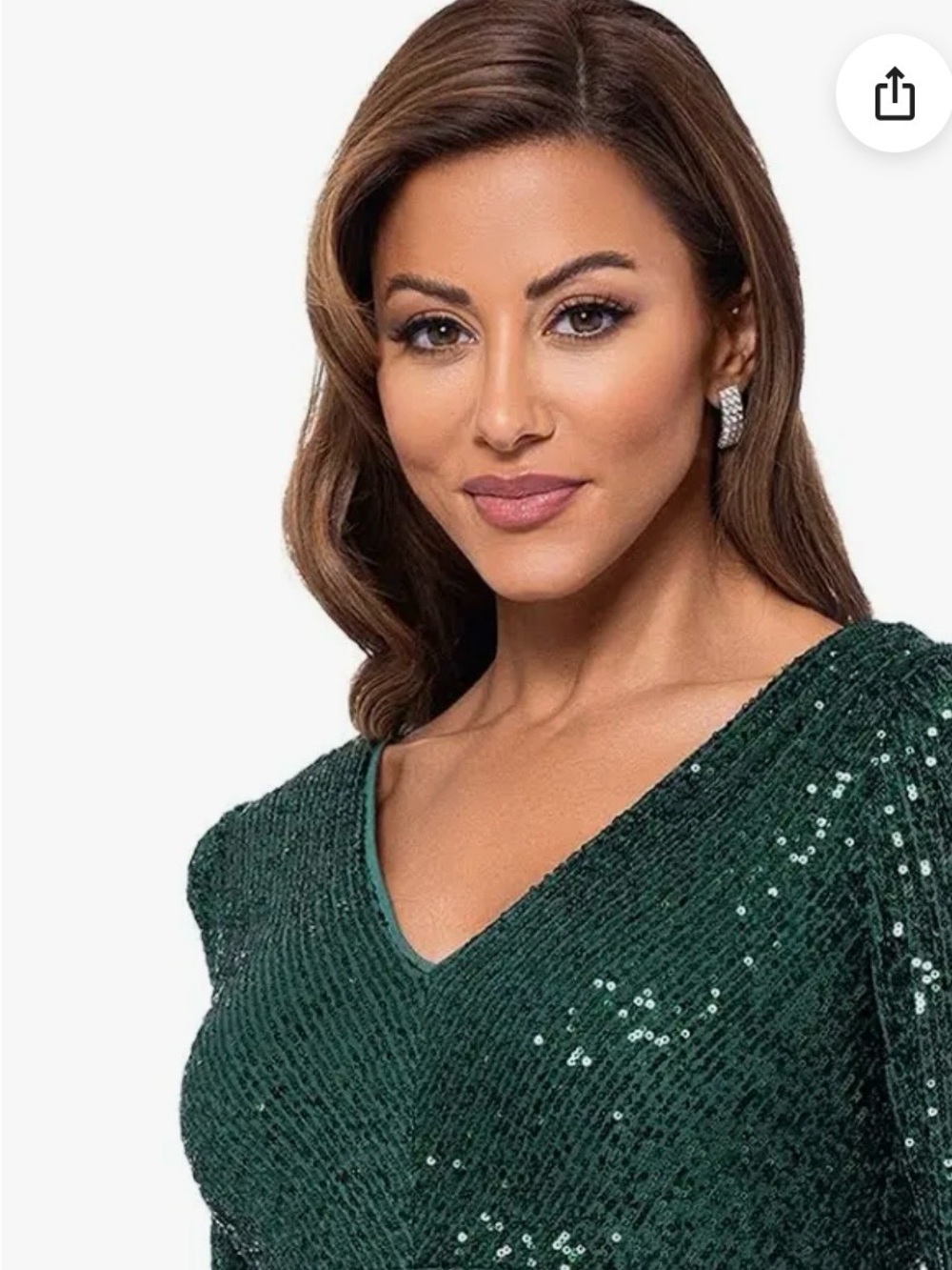 Xscape Green Sequin V Neck Dress NWT Macy’s Buy 14P Ret $179 - Picture 2 of 12